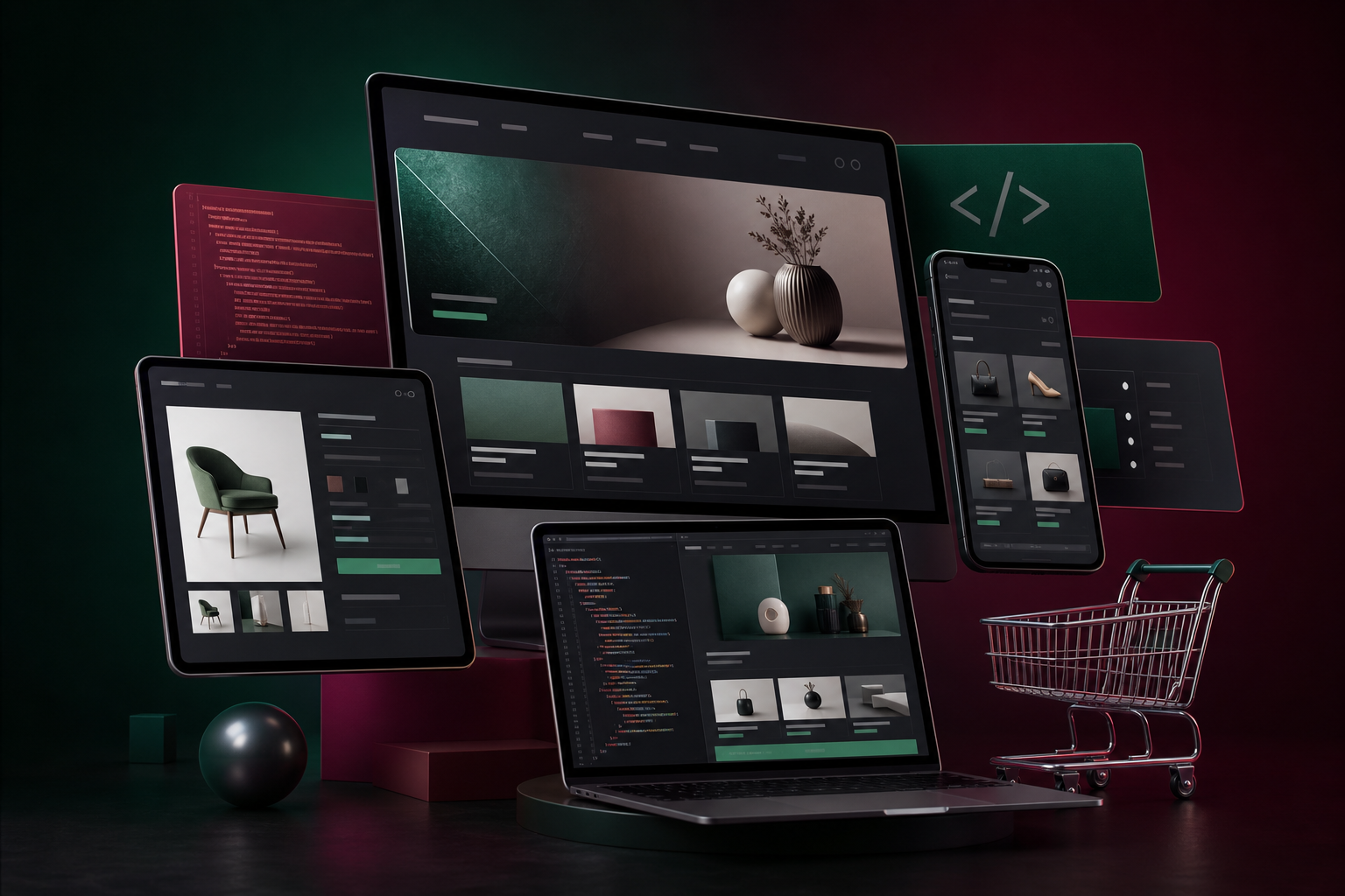 Website and e-commerce development with responsive storefront interfaces