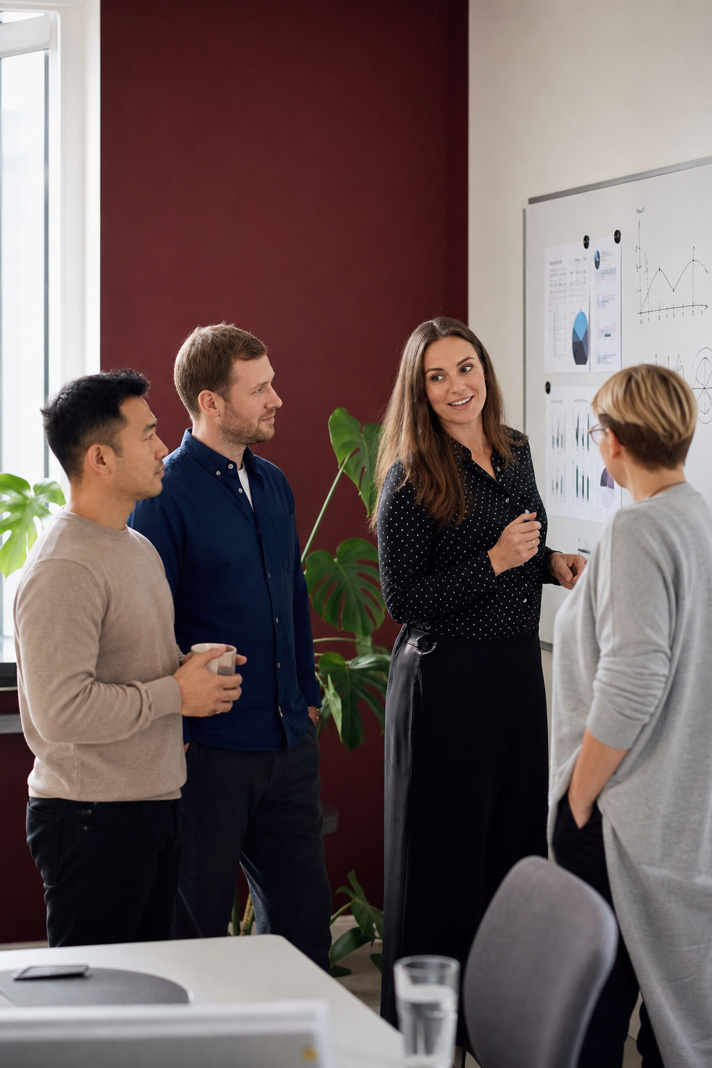 Collaborative Nordic team in a modern office environment