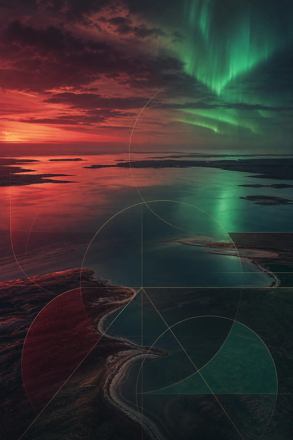 Abstract Nordic coastal landscape symbolizing Danish roots and global ambition